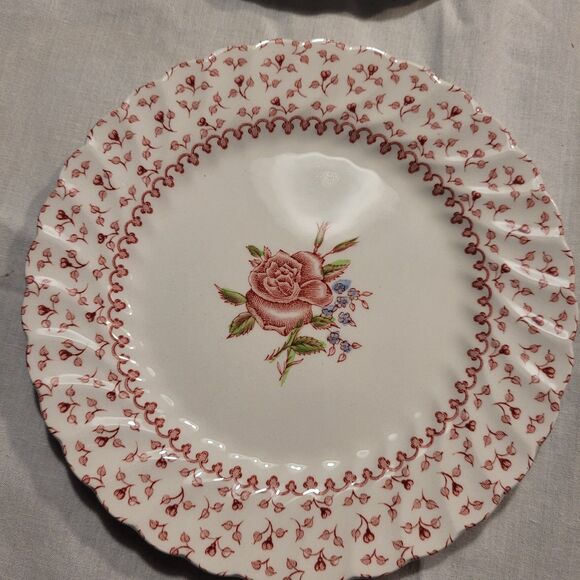 VTG Lot Of 4 Johnson Bros. Rose Bouquet Pink 6 1/4" Bread Plates Made In England - Picture 3 of 6